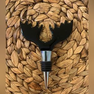 Restoration Hardware Moose Antler Wine Bottle Cork Black Glass Giftworthy